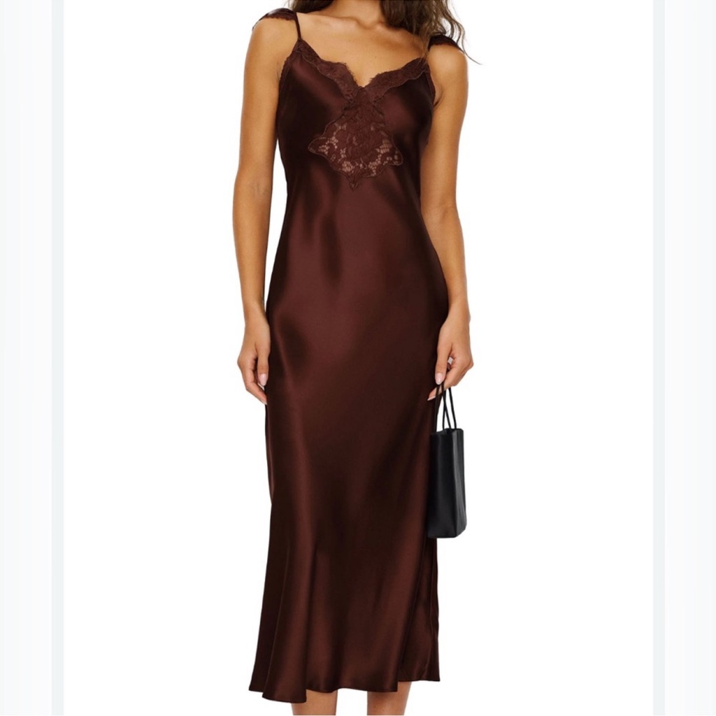 Nwt Reformation Serafina Silk Dress - Mahogany - Size Small